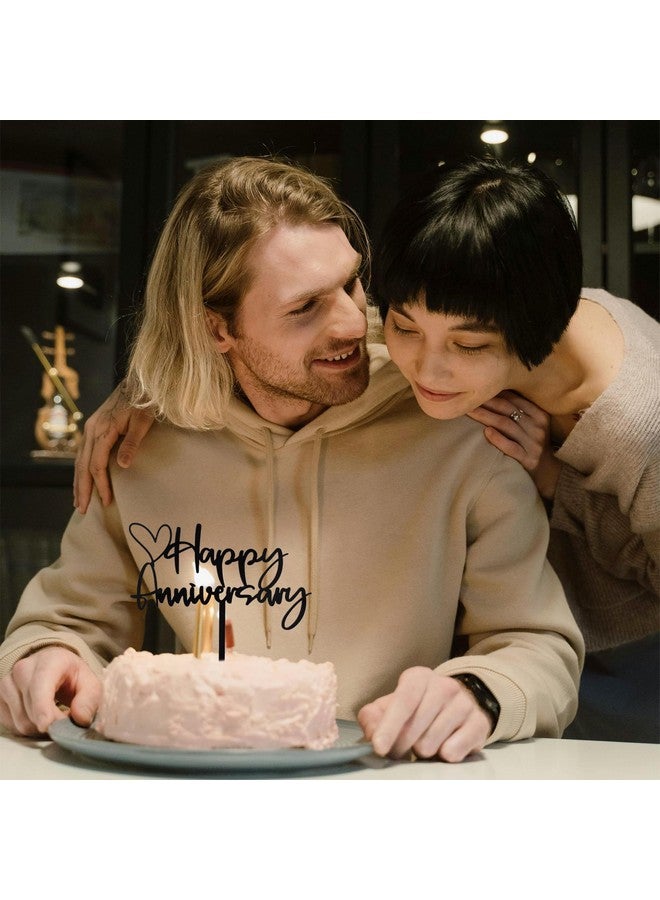 BEISHIDA Happy Aniversary Cake Topper Black Cake Decoration Company Anniversary Party Decoration for Wedding Anniversary Party for Men Women Cake Decorations Supplies - Image 3