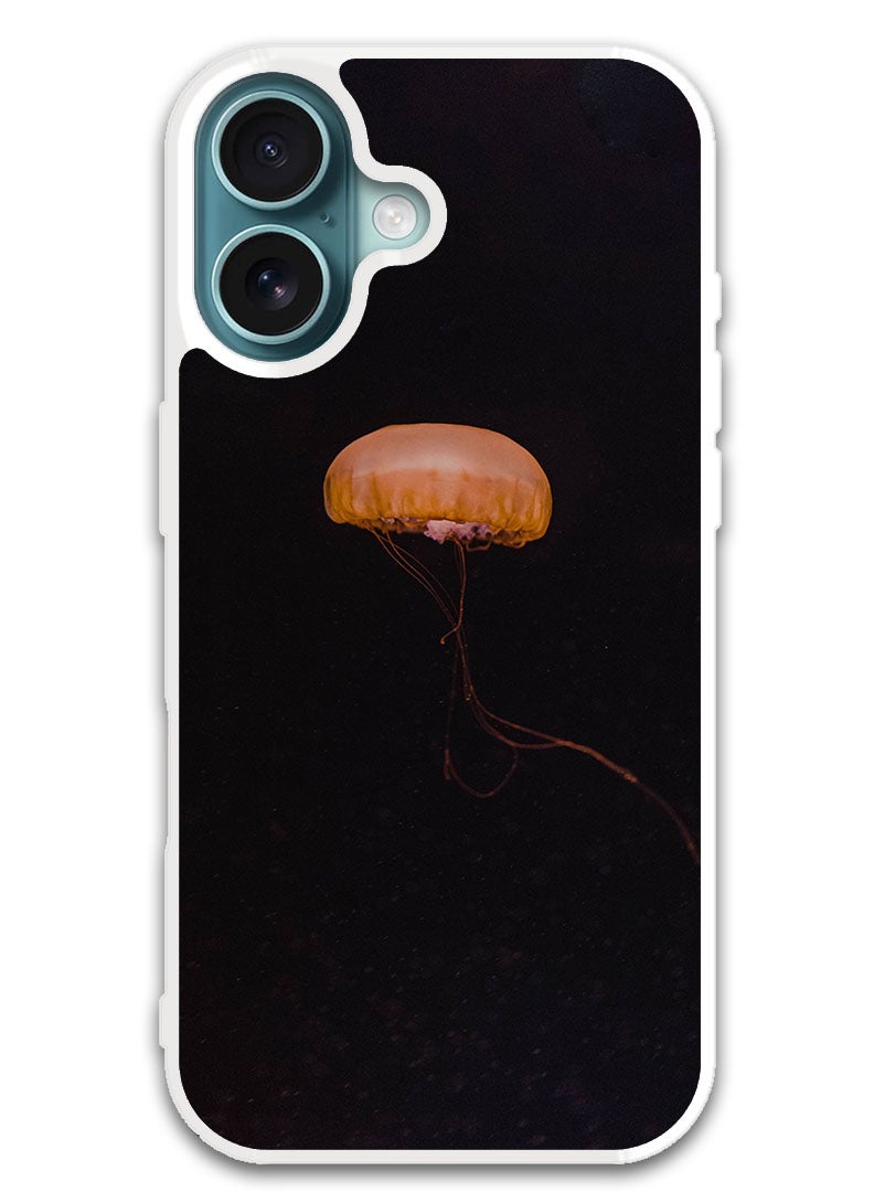 Theodor Protective Case Cover For APPLE IPHONE 16 jellyfish_yellow_underwater_world (White Bumper) - Image 1