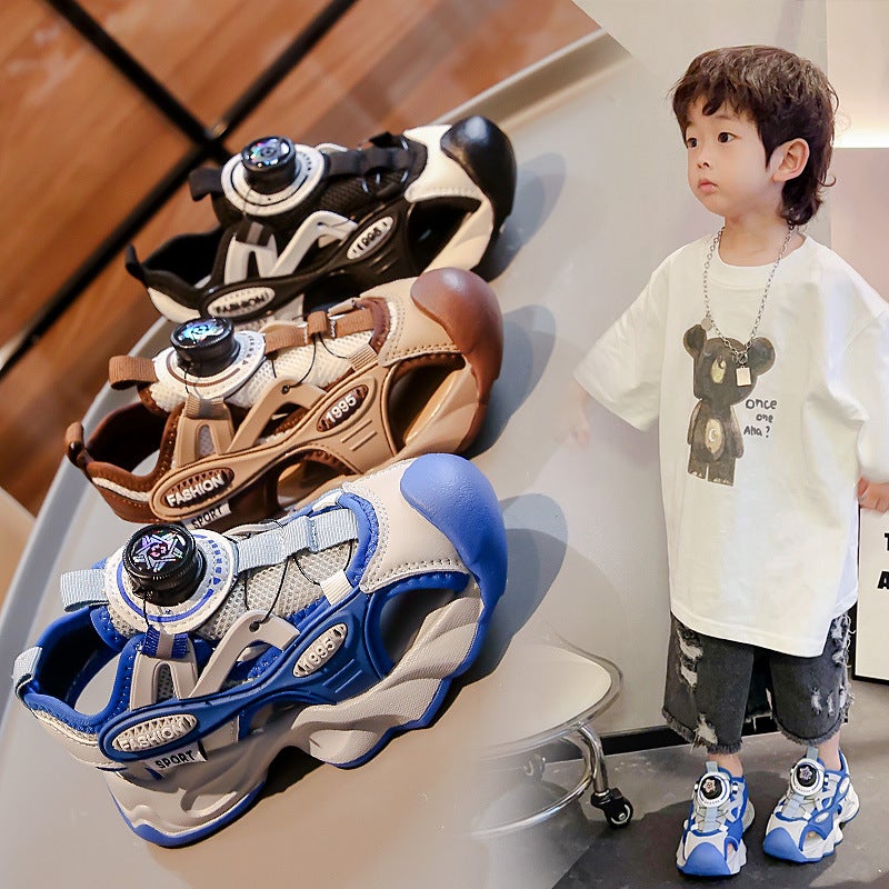 Boys'' Closed-Toe Sandals 2025 Summer New Style with Rotating Buckle Children''s Casual Shoes for Older Kids Sports Beach Shoes - Image 3