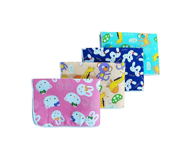 Heights Water Proof and Reusable Mat/Bed Protector/Absorbent Dry Sheets/Water Resistant Bed Protector Baby Dry Sheet -Pack of 4 (Medium,Multicolor)(0-6 Months) - Image 1