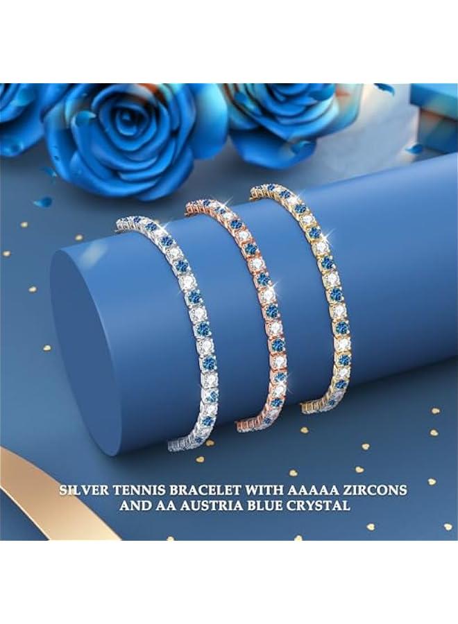 Sterling Silver Bracelet, Adjustable Bracelet Tennis Bracelet for Women Hypoallergenic S926 Bracelet for Lady Crystal Diamond Bracelet Sparkling Cubic Zirconia Bracelet for Mother - Image 4