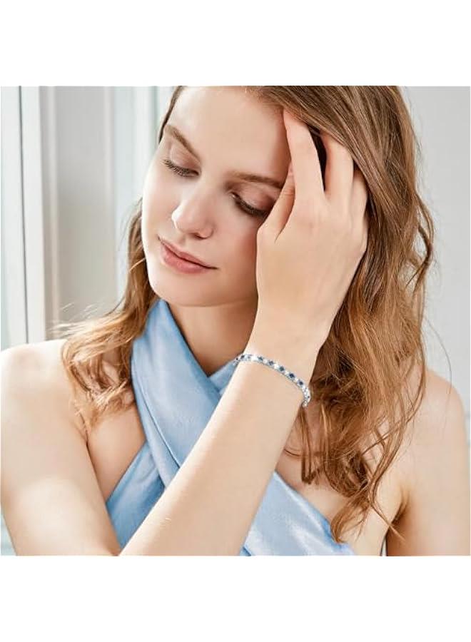 Sterling Silver Bracelet, Adjustable Bracelet Tennis Bracelet for Women Hypoallergenic S926 Bracelet for Lady Crystal Diamond Bracelet Sparkling Cubic Zirconia Bracelet for Mother - Image 5