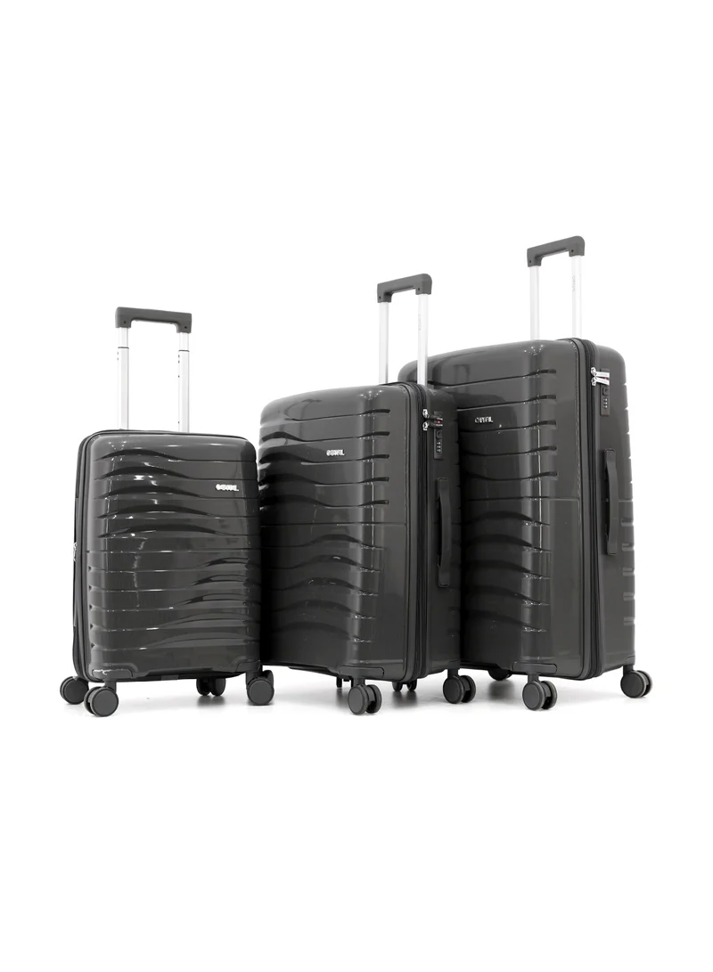 CAPITAL Durable PP Hard Shell Luggage Trolley Bag 3 Pieces Set,Grey (S-20,M-24,L-28 Inch)
