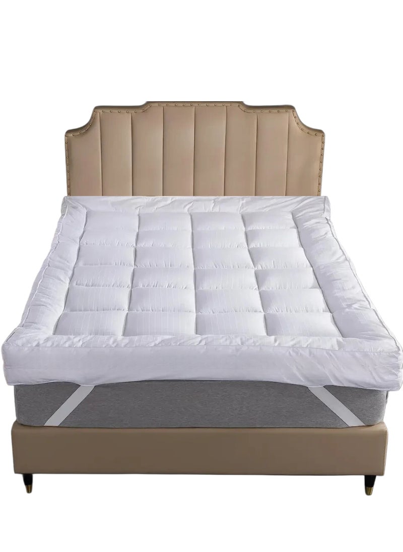 REDTOMMY Mattress Topper Microfiber Filling Box Design Stiched 4 Corner Elastic 10cm Thick 140x200cm - Image 1