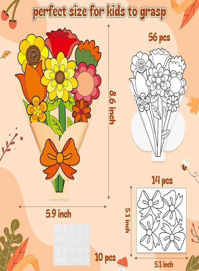 CY2SIDE 28PCS Color Your Own 3D Fall Flower Bouquet for Mom Make Your Own Color Thankful Paper Floral Craft DIY Autumn Craft for Kids School Project Thanksgiving Day Flower Bouquet for Teacher and Mom - Image 2