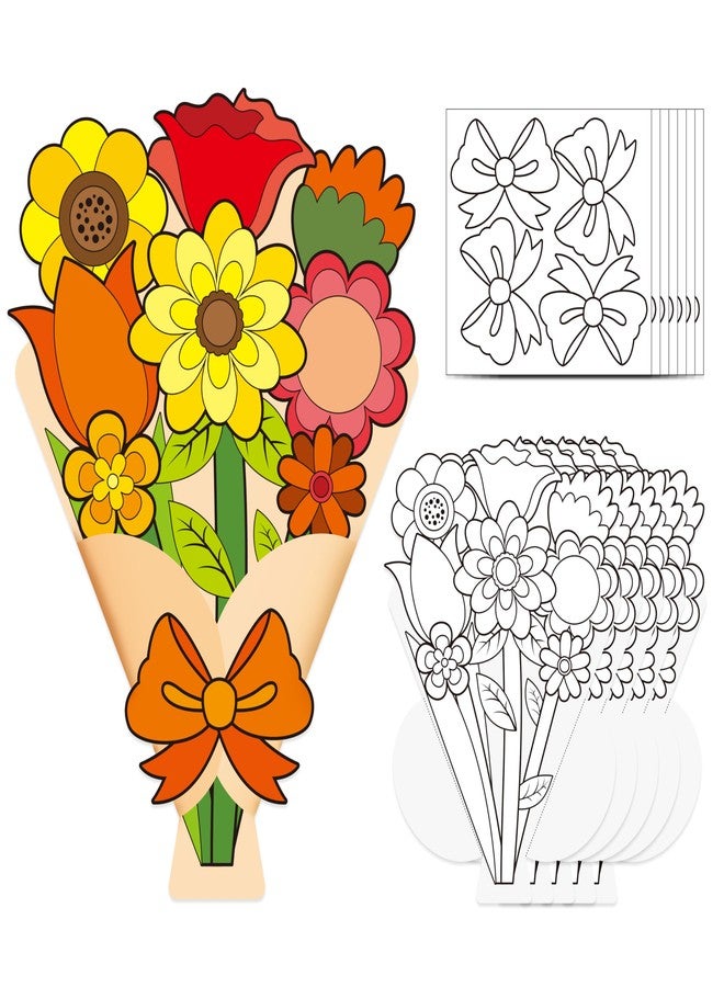 CY2SIDE 28PCS Color Your Own 3D Fall Flower Bouquet for Mom Make Your Own Color Thankful Paper Floral Craft DIY Autumn Craft for Kids School Project Thanksgiving Day Flower Bouquet for Teacher and Mom - Image 1