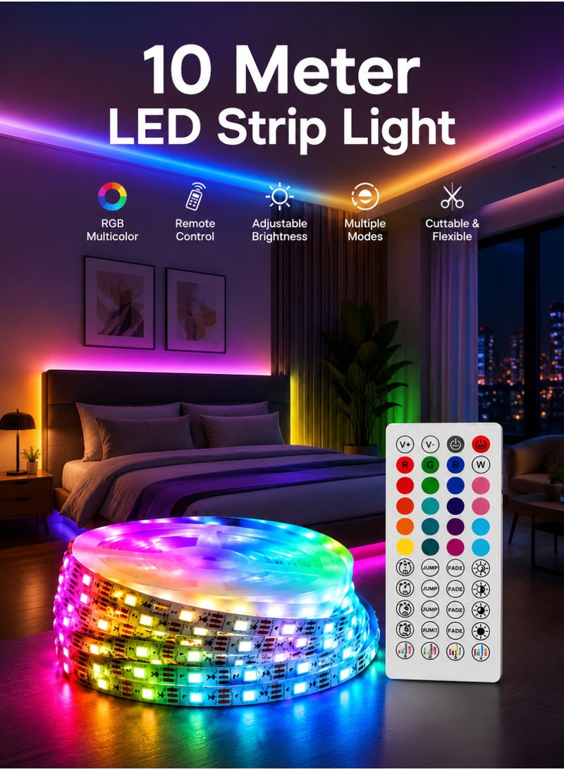 مودي شريط إضاءة LED RGB بطول 10 أمتار - شريط نيون متعدد الألوان متزامن مع الموسيقى مع مؤقت وجهاز تحكم عن بعد - Image 1