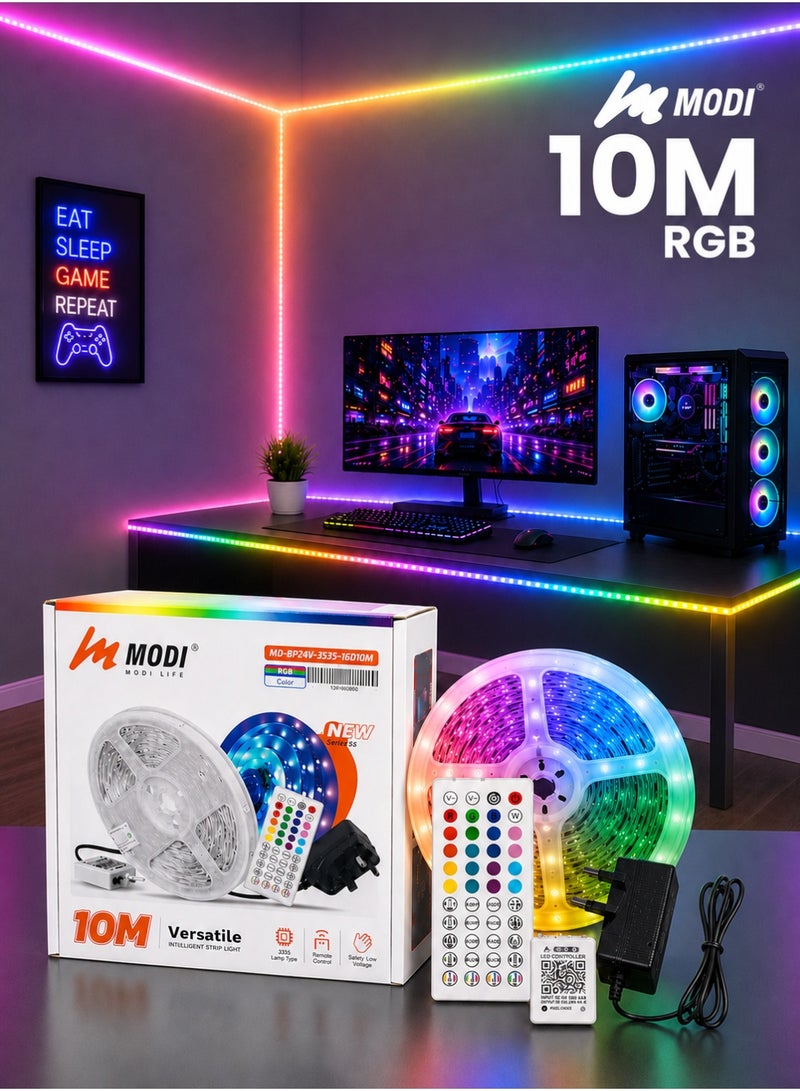MODI 10M RGB LED Strip Light – Music Sync Multicolor Neon Tape with Timer & Remote - Image 1