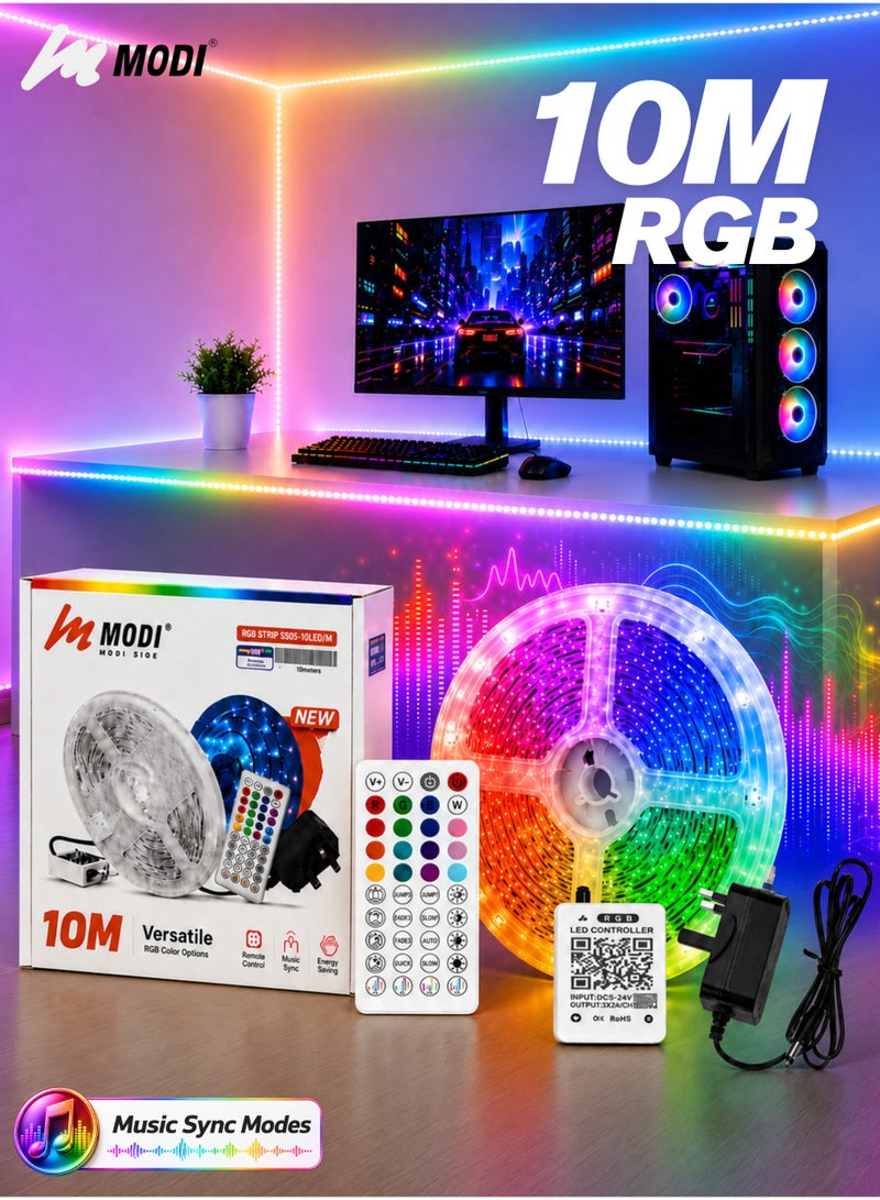 MODI 10M RGB LED Strip Light – Music Sync Multicolor Neon Tape with Timer & Remote - Image 1