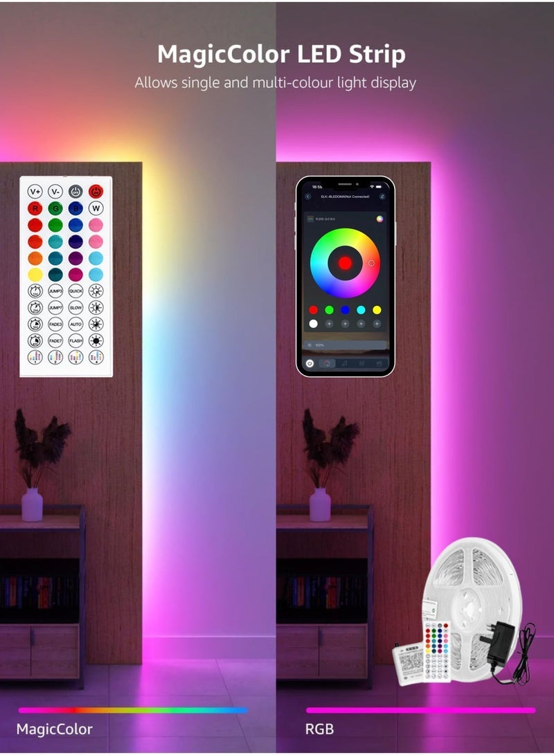MODI 10M RGB LED Strip Light – Music Sync Multicolor Neon Tape with Timer & Remote - Image 3