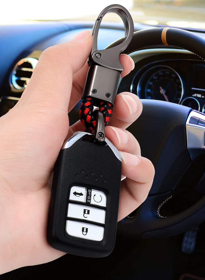 Y&D Car Key Fob Keychains Metal Leather Keyring Keys Clip Detachable Keychain Business Quickdraw Hooks Multifunctional Chain for Men Women (Assorted Colors,4 Pieces) - Image 2