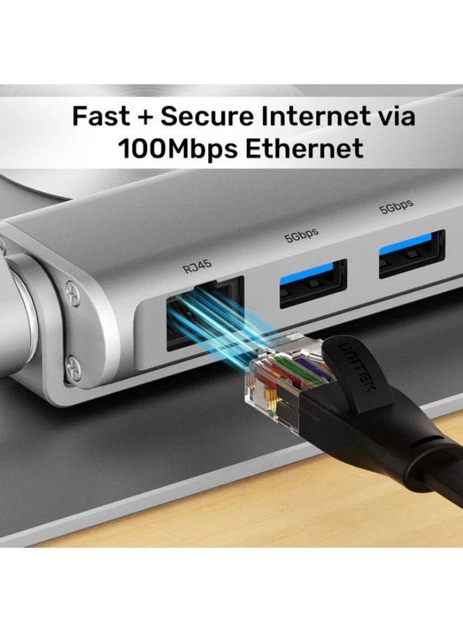 UNITEK حامل لابتوب دوار 360° مع محور USB-C (2*USB3.0 + HDMI 4K 30Hz + إيثرنت ميغابت + PD100W) - Image 3