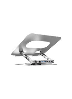 360° Rotating Laptop Stand with USB-C Hub (2*USB3.0 + HDMI 4K 30Hz + Megabit Ethernet + PD100W)