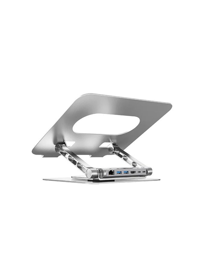 UNITEK 360° Rotating Laptop Stand with USB-C Hub (2*USB3.0 + HDMI 4K 30Hz + Megabit Ethernet + PD100W)  - Image 1