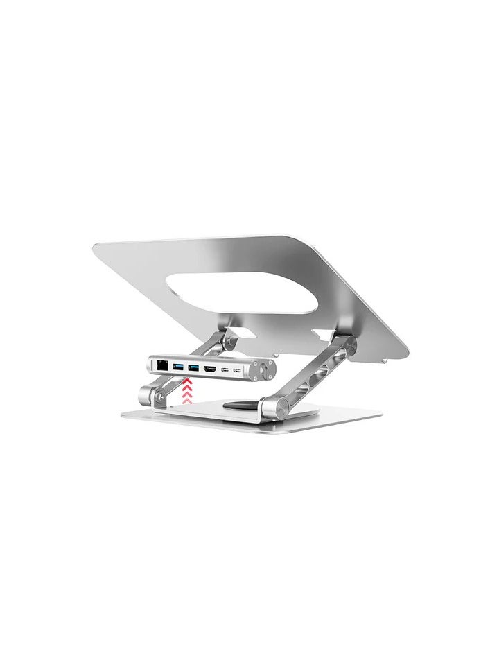 UNITEK 360° Rotating Laptop Stand with USB-C Hub (2*USB3.0 + HDMI 4K 30Hz + Megabit Ethernet + PD100W)  - Image 2