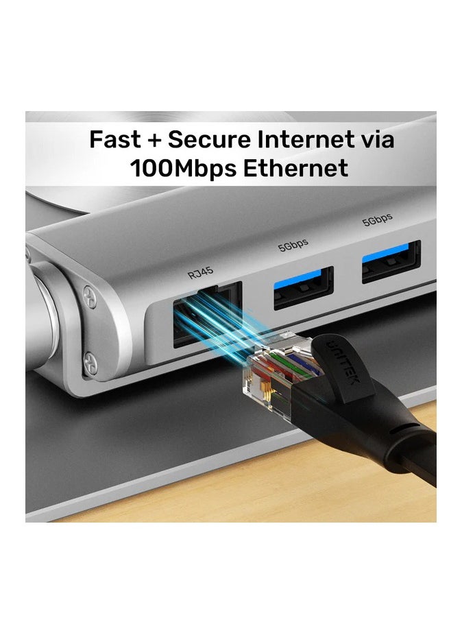 UNITEK 360° Rotating Laptop Stand with USB-C Hub (2*USB3.0 + HDMI 4K 30Hz + Megabit Ethernet + PD100W)  - Image 5