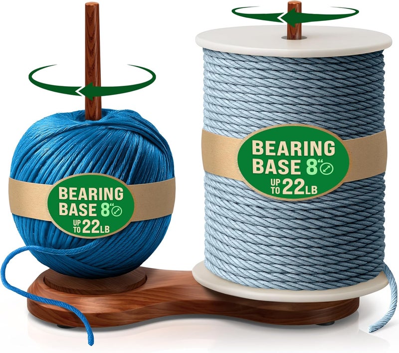 Barva Double Yarn Holder 44 Lb Total Capacity for Chunky Yarn | Dual Bearing Spinners & Big Rubber Anti Slip Pads for Max Stability | European Wood Crochet Accessories & Pro Tools for Fiber Crafts - Image 1