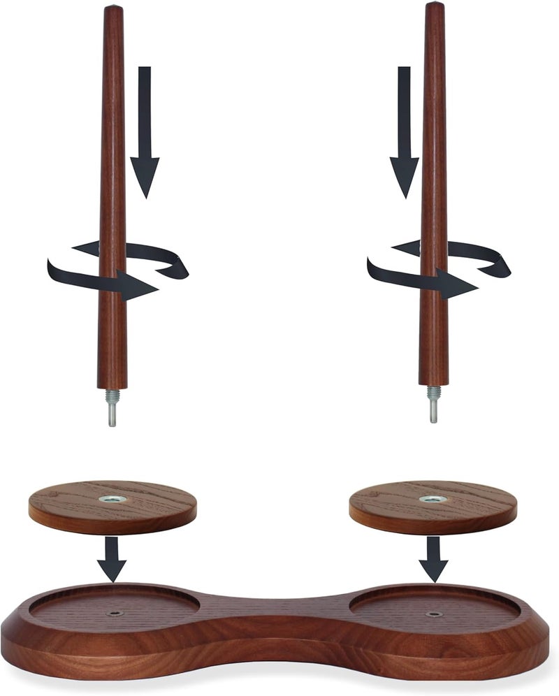 Barva Double Yarn Holder 44 Lb Total Capacity for Chunky Yarn | Dual Bearing Spinners & Big Rubber Anti Slip Pads for Max Stability | European Wood Crochet Accessories & Pro Tools for Fiber Crafts - Image 2