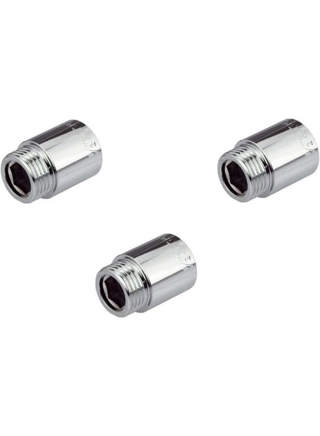 Royal Apex Chrome Extension Nipple Male To Female 1/2" British Standard Pipe (Bsp) Various Sizes For Extension Pipe That Allows To Extend Any Fitting In Height - Pack Of 3 (1/2X15Mm) - Image 1