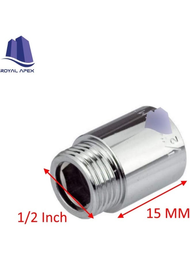 Royal Apex Chrome Extension Nipple Male To Female 1/2" British Standard Pipe (Bsp) Various Sizes For Extension Pipe That Allows To Extend Any Fitting In Height - Pack Of 3 (1/2X15Mm) - Image 3