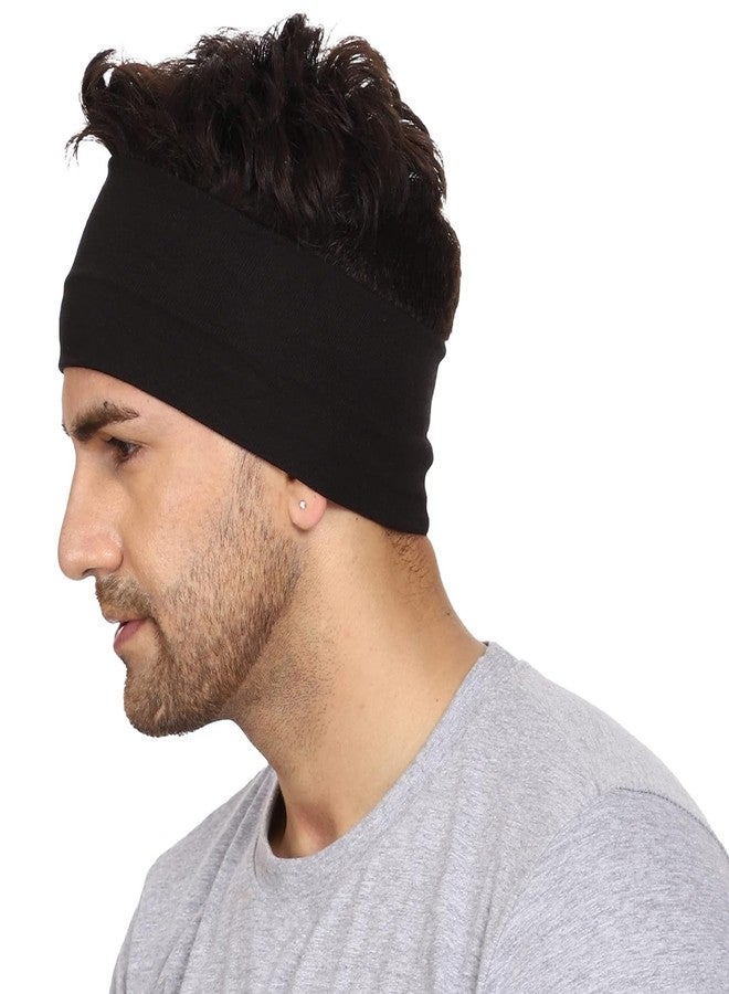 UMANI® Moisture Wicking and Non-Slip Exercise Workout Cotton Headband for Men and Women (Black) - Image 2