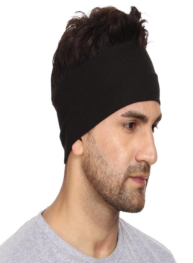 UMANI® Moisture Wicking and Non-Slip Exercise Workout Cotton Headband for Men and Women (Black) - Image 1