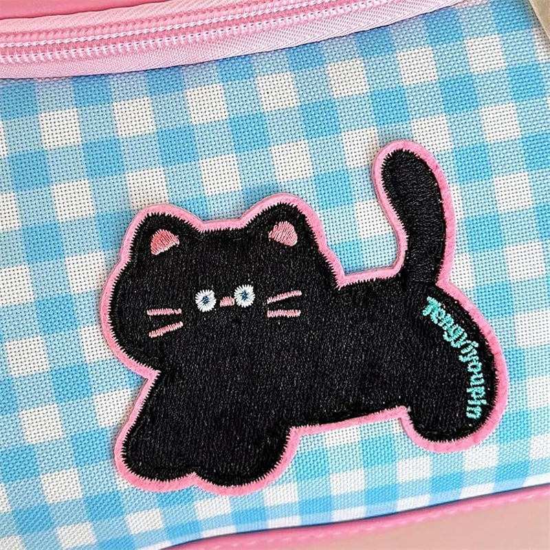 Blue Pink Cartoon Kitten Makeup Bag Large Capacity Travel Cosmetic Toiletry Wash Bag - Image 5