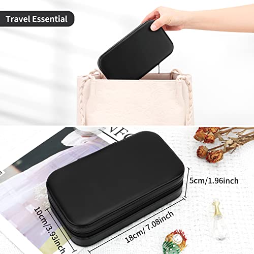 DesignSter Travel Jewelry Box, PU Leather Portable Jewelry Case, Small Jewelry Boxes for Gifts, Travel Jewelry Organizer for Women Rings Earrings Necklaces Bracelets (Black) - Image 5
