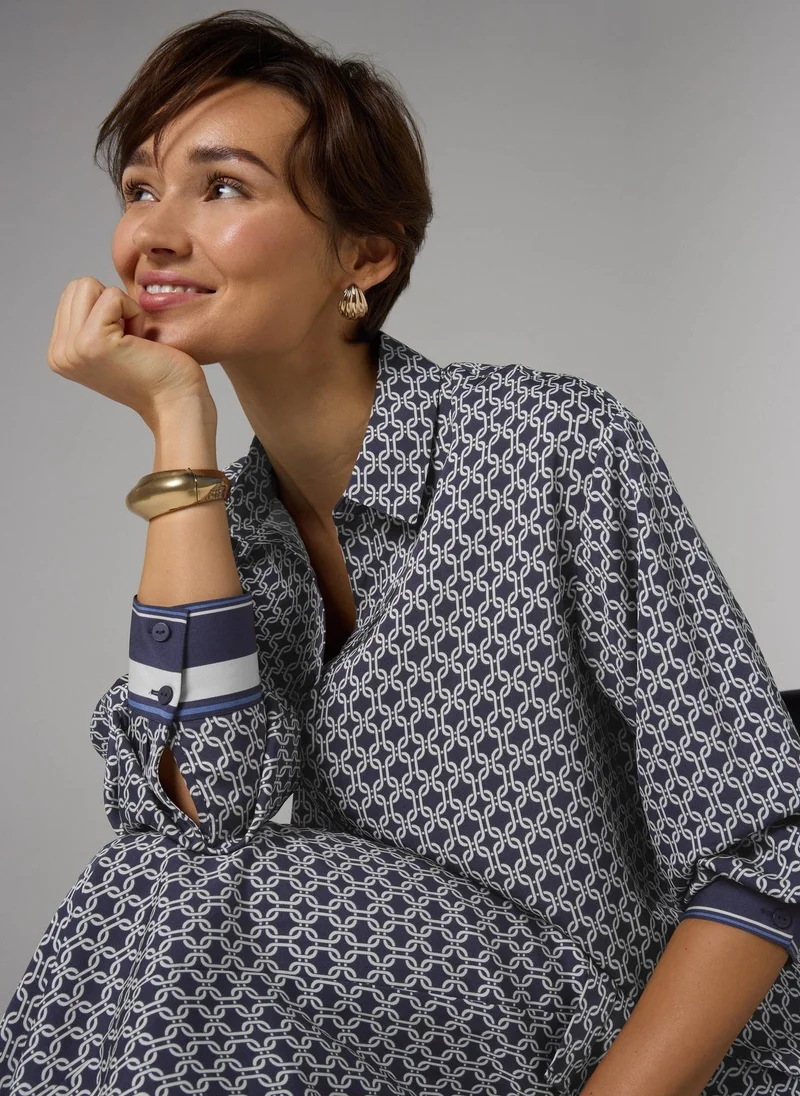 ماتلان بلوزة ساتان بطبعة سلاسل من إت يو