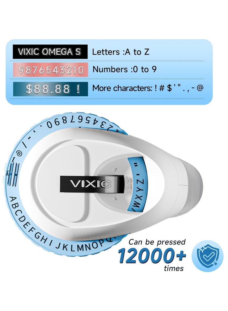 عام آلة صنع الملصقات المزخرفة مع الأشرطة، صانع الملصقات المنقوش القديم المحمول، ملصق مزخرف صغير عتيق، طابعة ملصقات محمولة للمنزل والمكتب والخارج، أزرق - Image 2