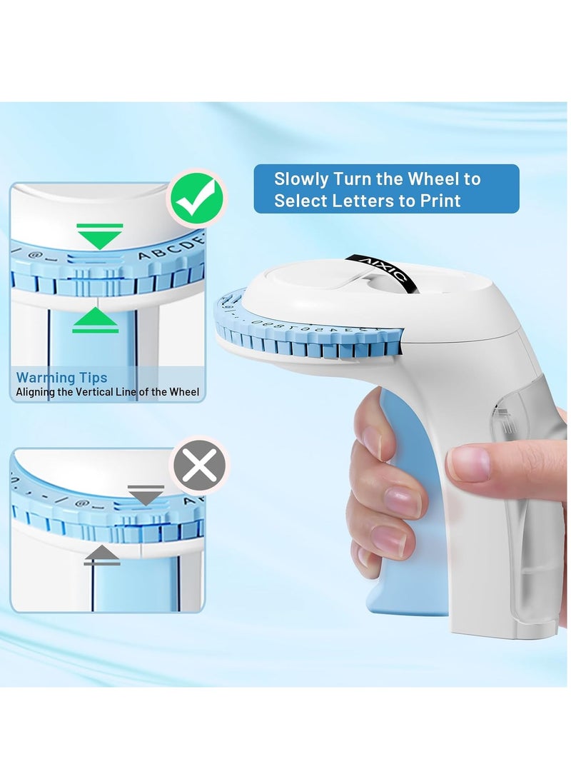 عام آلة صنع الملصقات المزخرفة مع الأشرطة، صانع الملصقات المنقوش القديم المحمول، ملصق مزخرف صغير عتيق، طابعة ملصقات محمولة للمنزل والمكتب والخارج، أزرق - Image 3