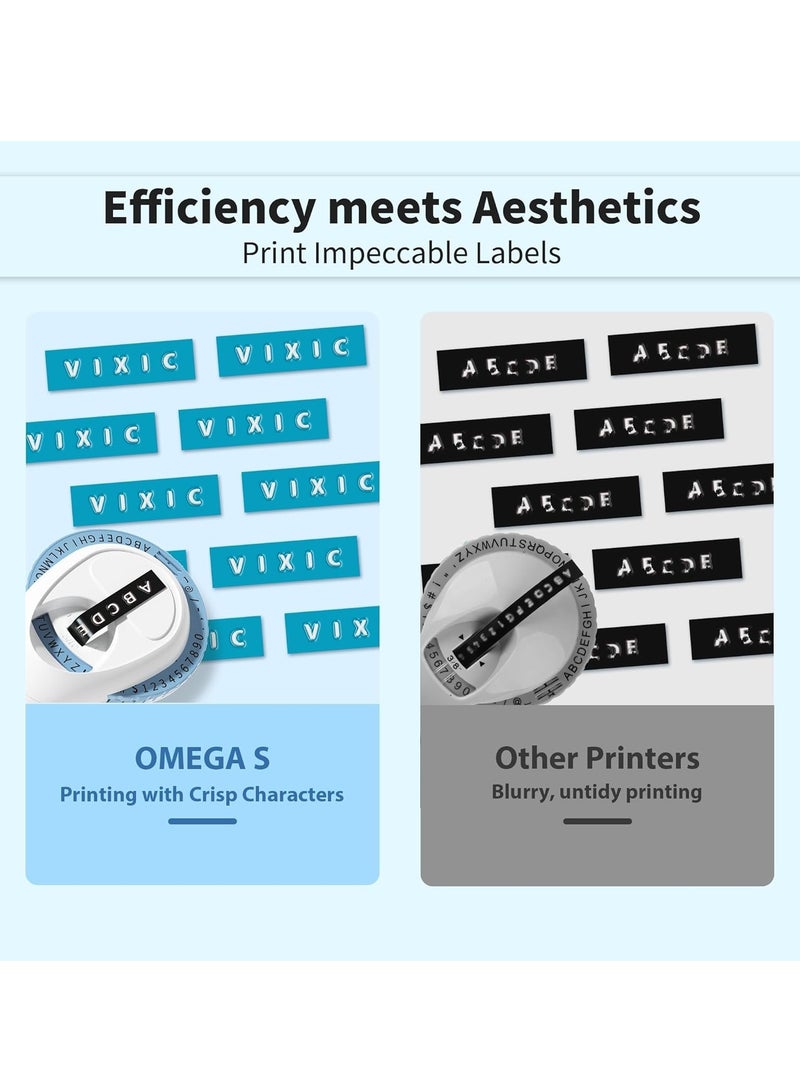 عام آلة صنع الملصقات المزخرفة مع الأشرطة، صانع الملصقات المنقوش القديم المحمول، ملصق مزخرف صغير عتيق، طابعة ملصقات محمولة للمنزل والمكتب والخارج، أزرق - Image 5