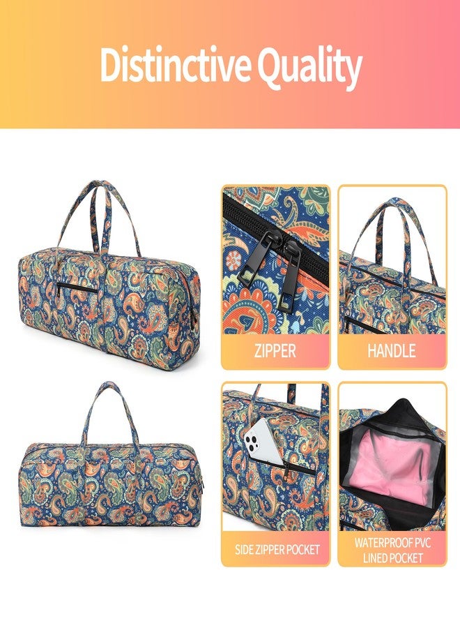 BOULDER BEE | Yoga Mat Bag | Large Yoga Mat Carrier with Wet Pocket | Yoga Gifts | Gym Tote Bag for Women | Paisley Patterns (Green) - Image 3
