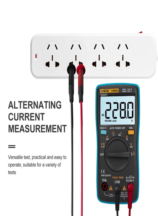 ANENG AN8002 6000 Counts True RMS Multifunctional Digital Multimeter Voltmeter Ammeter Handheld Mini Universal Meter High Accuracy Measure Temperature AC/DC Voltage AC/DC Current Resistance Capacitance Frequency Duty Cycle Diode Tester - Image 5
