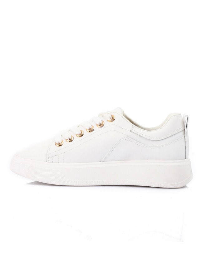 مستر.جو سنيكرز جلد طبيعي سادة برباط أبيض - Image 5