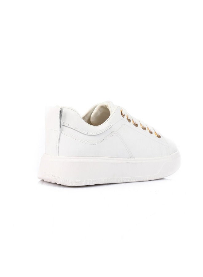 مستر.جو سنيكرز جلد طبيعي سادة برباط أبيض - Image 4