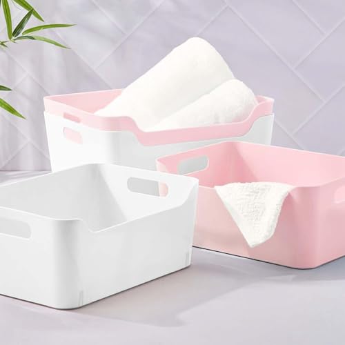 Radiant Storage Box and Organiser | Storage Organiser | Organizer Storage Box for Home & Kitchen | Durable Storage Basket & Plastic Basket for Storage (Pink, Pack of 5) - Image 3