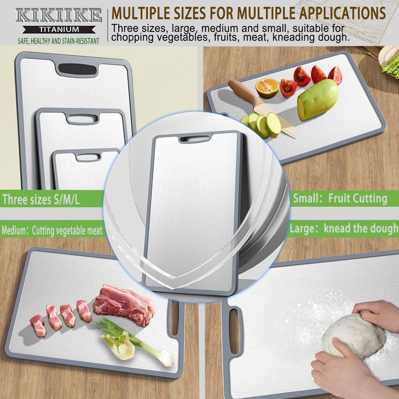 KIKIIKE Titanium Cutting Board Double-sided non-slip silicone edging Pure Titanium Cutting Boards for Kitchen - Double-Sided Food-Grade Chopping Board Non-Stick Durable and easy to clean (Small) - Image 5