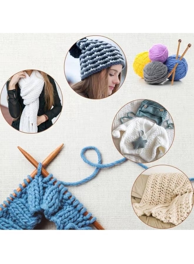 مجموعة من 7 أزواج من إبر الحياكة المصنوعة من الخيزران الطبيعي، إبر خشبية طويلة، إبر خشبية مستقيمة ذات رأس واحد، إبر خشبية للمبتدئين لصنع السترات والشالات والأوشحة - Image 5