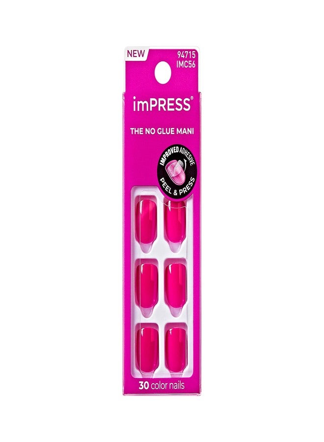 Impress Kiss Impress No Glue Mani Press On Nails, Color, 'All Smiles', Pink, Short Size, Squoval Shape, Includes 30 Nails, Prep Pad, Instructions Sheet, 1 Manicure Stick, 1 Mini File - Image 1