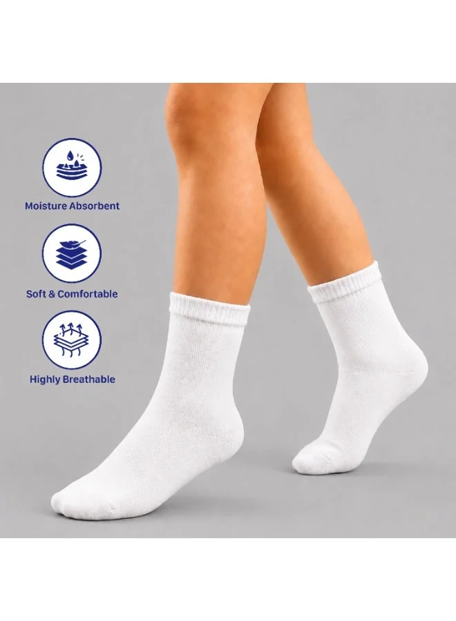 Luay LUAY Kids Cotton Rich School Socks Pack of 3 | Unisex Ankle Length Socks for Boys & Girls | Soft Breathable Stretch Socks | Everyday School & Casual Wear | White