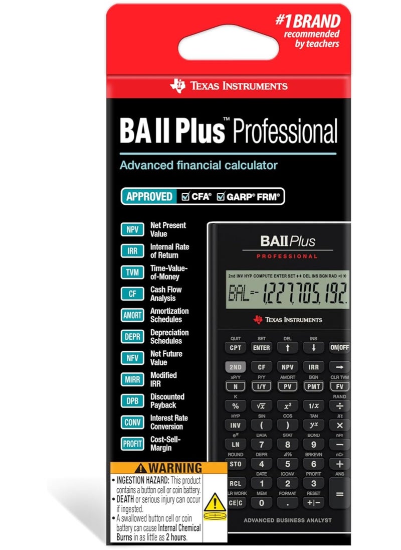 TEXAS INSTRUMENTS Texas Instruments BA II Plus Professional Financial Calculator Silver  - Image 2
