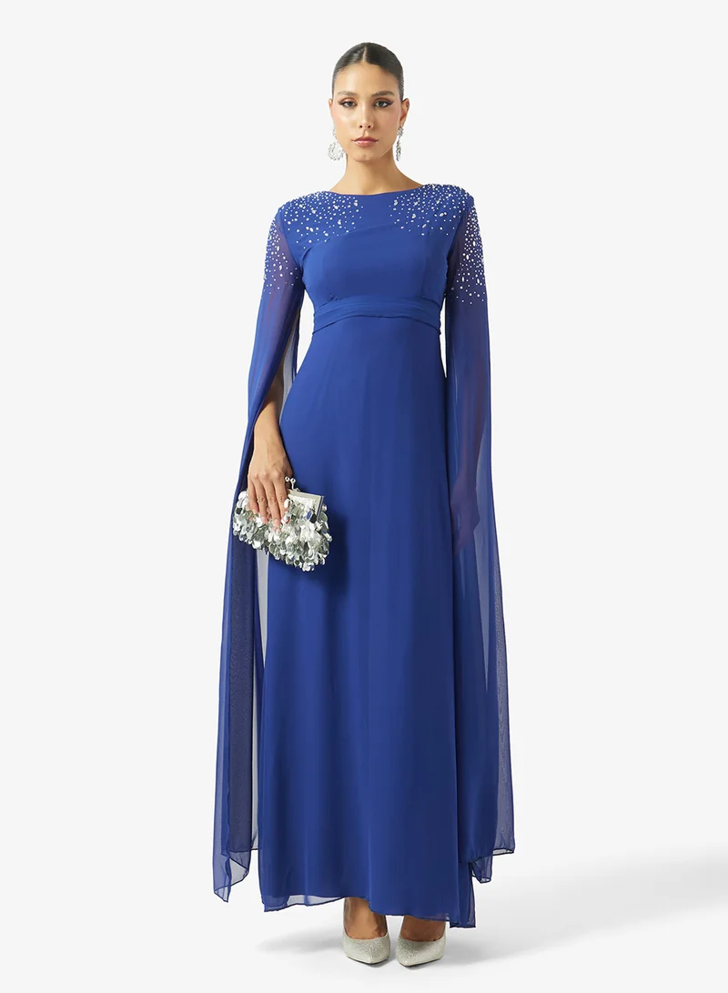 Khizana  A-line Dress With Sheer Cape for Women | Best Price UAE