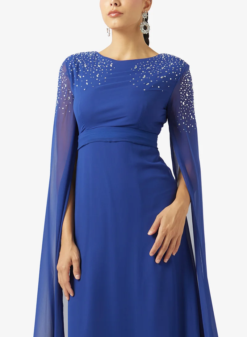 Khizana  A-line Dress With Sheer Cape for Women | Best Price UAE