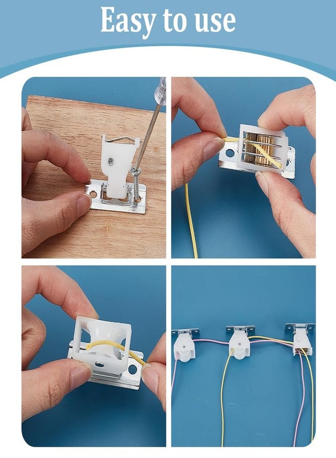 مجموعة AHANDMAKER المكونة من 4 قطع من آلية قفل الحبل، و3 بكرات شد دوارة، وأقواس استبدال قفل الستائر، ومجموعة أدوات الستائر الرومانية للستائر الخشبية المنسوجة الرومانية وأغطية النوافذ المصنوعة من الخيزران. - Image 3