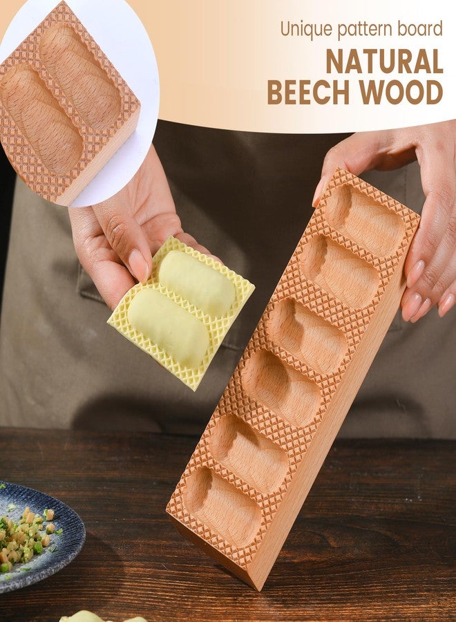 Gartely Wood Pasta Ravioli Board 2 in 1 Wooden Doppio Ravioli Mold Maker Stuffed Pappardelle Maker Reversible Ravioletti Moulds Press Wood Pasta Raviolini Maker Handmade Italian Fresh Pasta Making Board Tray - Image 4