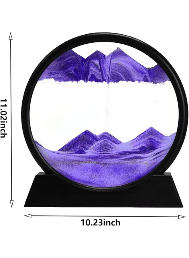 Sand Art Liquid Motion 3D Dynamic  – Round Glass Flowing Sand Frame, Deep Sea Sandscape in Motion, Relaxing Desktop Home & Office Decor - Image 5