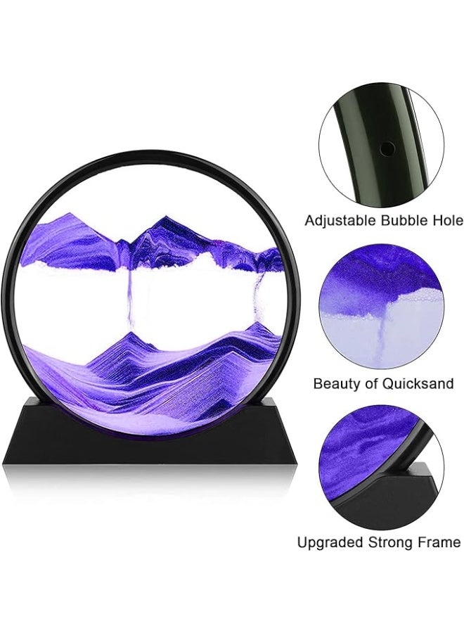 Sand Art Liquid Motion 3D Dynamic  – Round Glass Flowing Sand Frame, Deep Sea Sandscape in Motion, Relaxing Desktop Home & Office Decor - Image 4