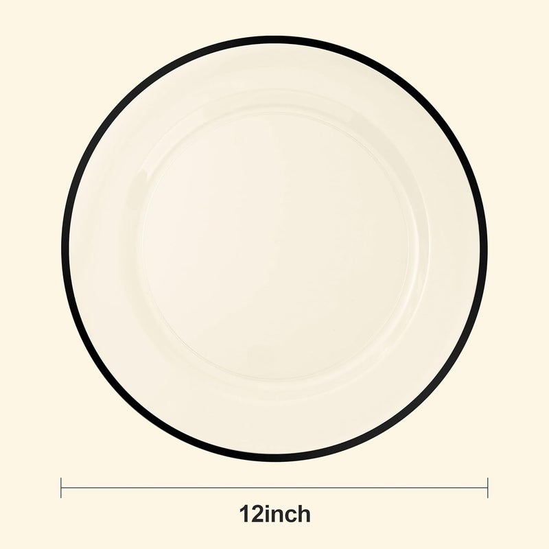 Beststar 12 Inch Disposable Charger Plates 25 Pack Plastic Clear Plates with Black Rim Perfect Table Decor for Party Wedding Dinner - Image 2