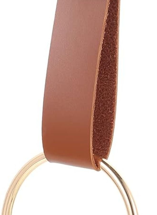 Rustic Wall Mounted Pu Leather Towel Ring Holder For Bathroom Decor - Image 2